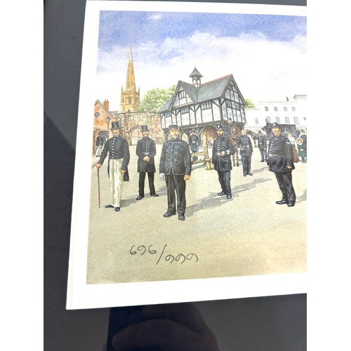 2 - Large mounted and framed print number 696/999 Leicestershire Police past and present, names and posi... 