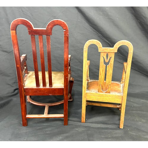 11 - 2 shop display miniature carver chairs / apprentice pieces, approximate height of tallest 12 inches