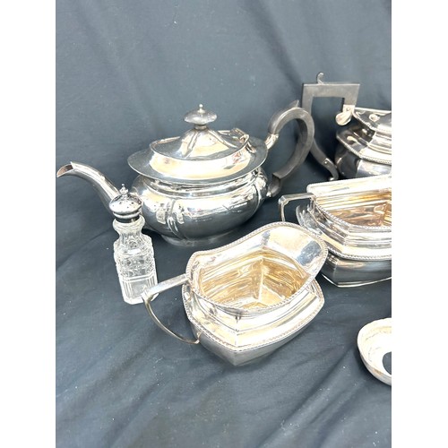 68 - 2 Silver plated tea sets together with a cased set of silver plated teaspoons