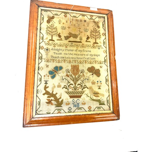 41 - Antique framed embroidery sampler dated 1833, size of frame approximately 55 x 40 cm