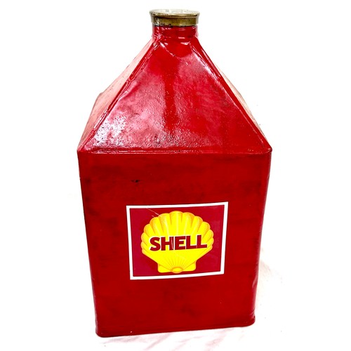 55 - Vintage Shell petrol tin, with pyramid top, original cap, approximate height 15 inches, 7 inches squ... 