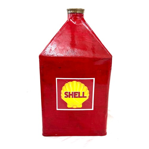 55 - Vintage Shell petrol tin, with pyramid top, original cap, approximate height 15 inches, 7 inches squ... 