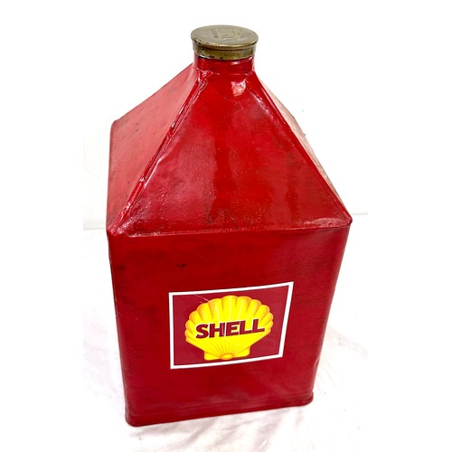 55 - Vintage Shell petrol tin, with pyramid top, original cap, approximate height 15 inches, 7 inches squ... 