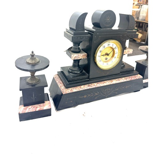 40 - Slate mantel clock with garniture, spares and repairs only, approximate measurements: Height 14 inch... 