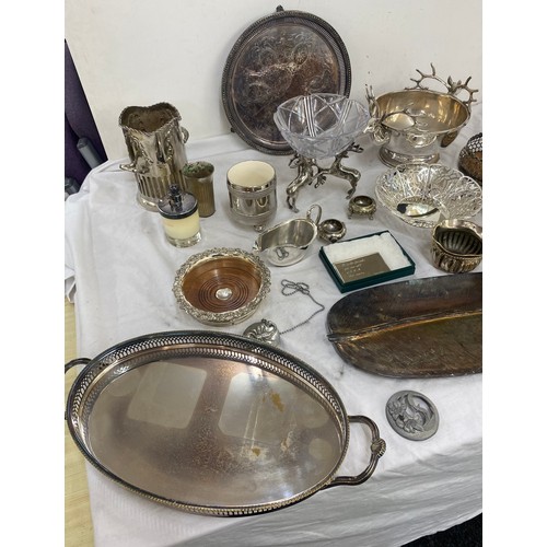 229 - Large selection of metal ware includes silver plated etc