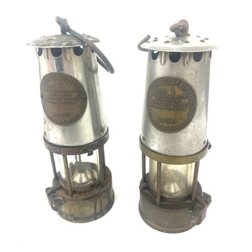 101 - Pair of vintage miner lamps makers Eccles Manchester overall height 9 inches