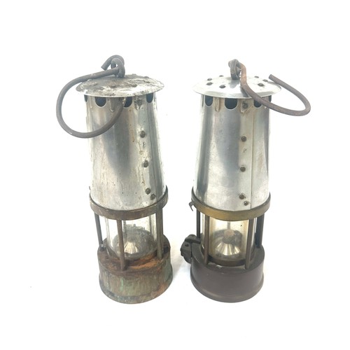 101 - Pair of vintage miner lamps makers Eccles Manchester overall height 9 inches