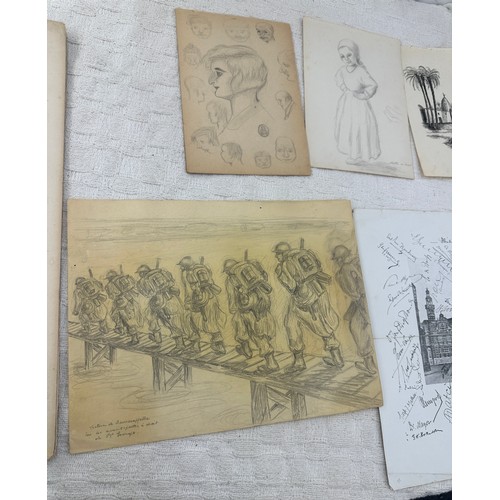 118 - Selection of vintage sketches and drawings