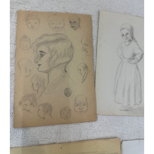 118 - Selection of vintage sketches and drawings