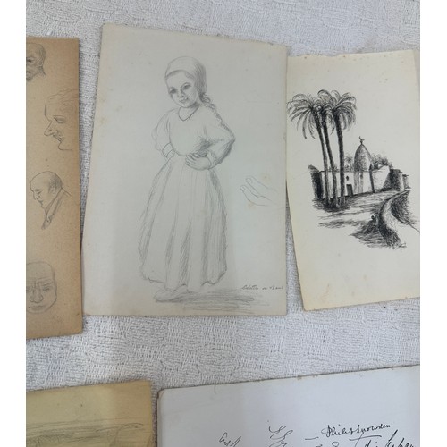 118 - Selection of vintage sketches and drawings