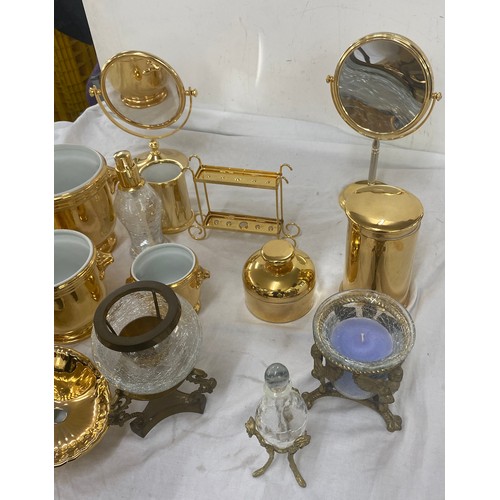 225 - Selection of collectable items includes mirrors, scent bottles, candle holders etc