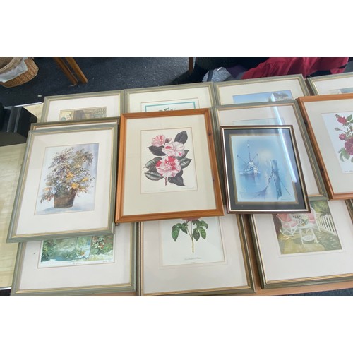 191 - Large selection of framed pictures and prints, some signed, largest measures approximately 17 inches... 