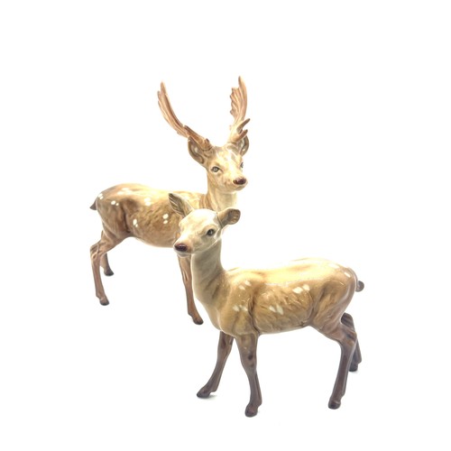 391 - Vintage Beswick stag  and deer / doe standing figurines both in good overall condition