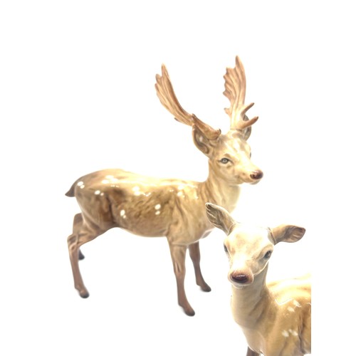 391 - Vintage Beswick stag  and deer / doe standing figurines both in good overall condition