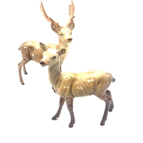 391 - Vintage Beswick stag  and deer / doe standing figurines both in good overall condition