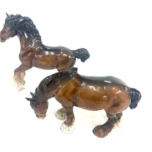 389 - Beswick Shire prancing horse, shire horse grazing, both in good overall condition