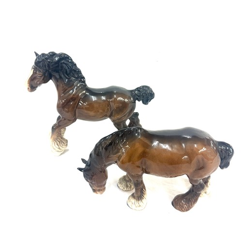 389 - Beswick Shire prancing horse, shire horse grazing, both in good overall condition