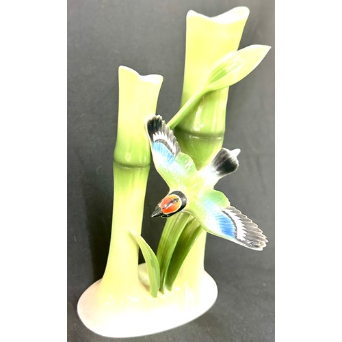 404 - Franz Porcelain Song Bird Bamboo Bud Vase FZ00568, good overall condition