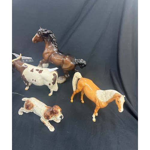 402 - Selection Beswick ornaments all have sustained some form of small damage to include a fox, horses, b... 