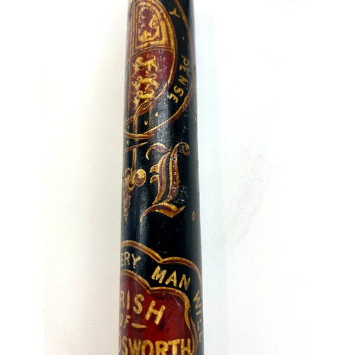 535 - Antique police truncheon marked parish of Wandsworth April 10th 1848, approximate length 47cm