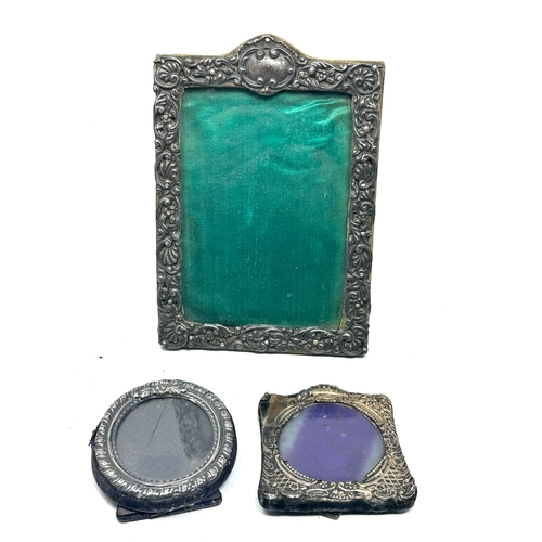 60 - 3 antique silver picture frames largest measures approx 17cm by 13cm for restoration