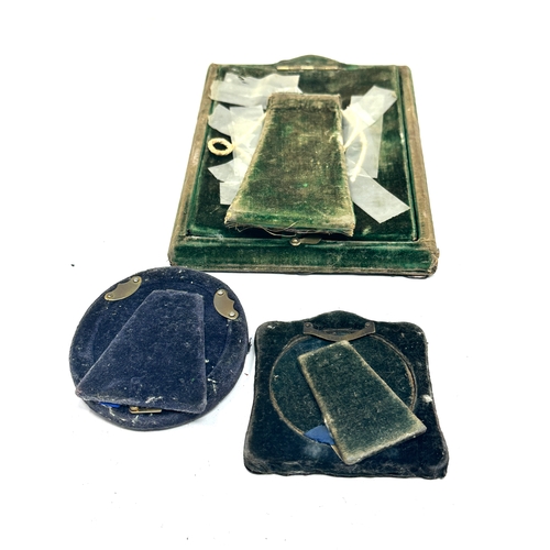 60 - 3 antique silver picture frames largest measures approx 17cm by 13cm for restoration