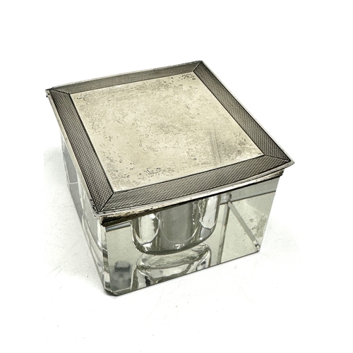 24 - Antique desk top silver mounted ink well