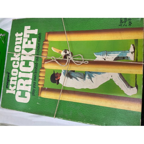 187 - Five vintage cricket games includes knock out cricket, knock out cricket etc