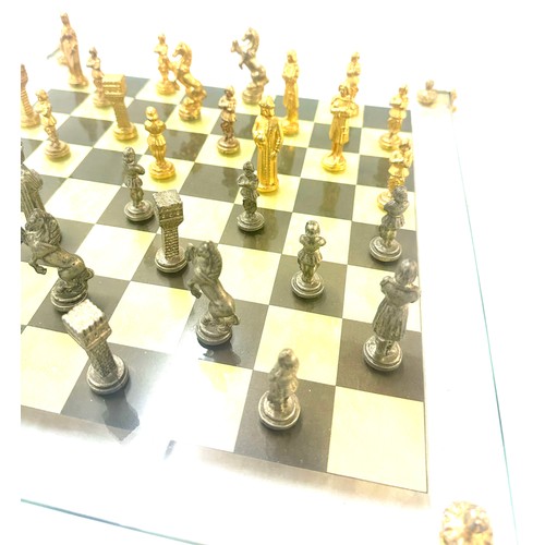 293 - Old court house gold plated complete chess set