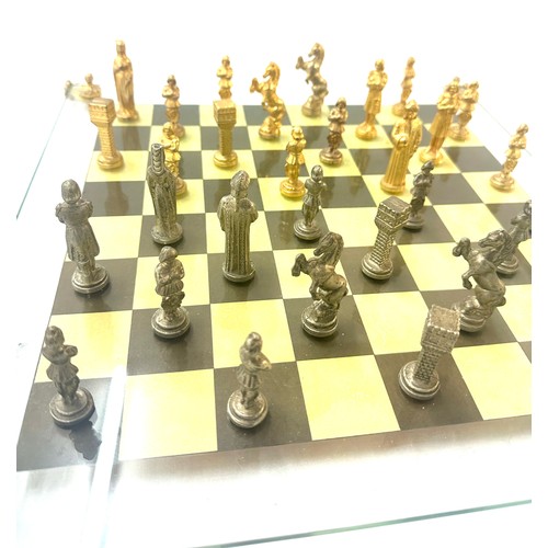 293 - Old court house gold plated complete chess set