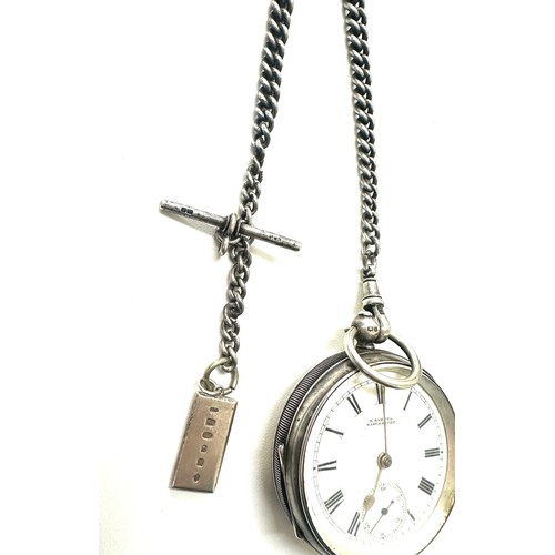 514 - Antique silver cased H.Samuel open face pocket watch with Albert chain weighs approx 161.86 grams