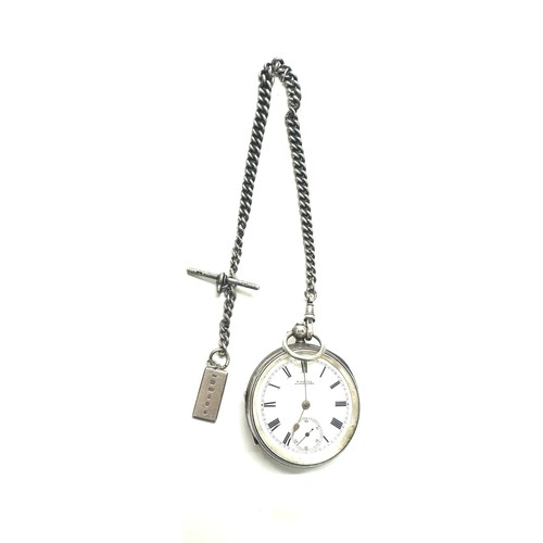 514 - Antique silver cased H.Samuel open face pocket watch with Albert chain weighs approx 161.86 grams