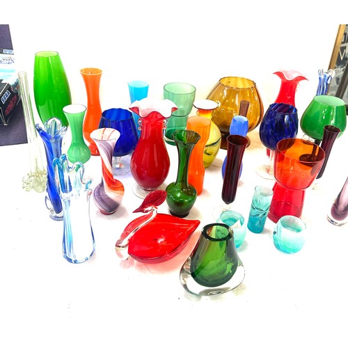 161 - Selection of coloured glassware to include vases, jugs etc