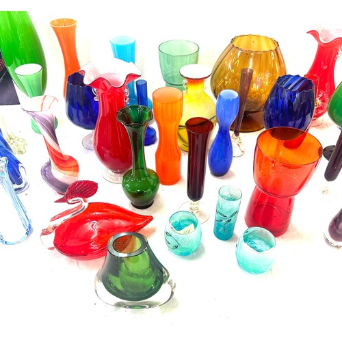 161 - Selection of coloured glassware to include vases, jugs etc