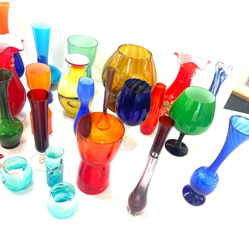 161 - Selection of coloured glassware to include vases, jugs etc