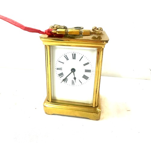 508 - Brass carriage clock with key, untested