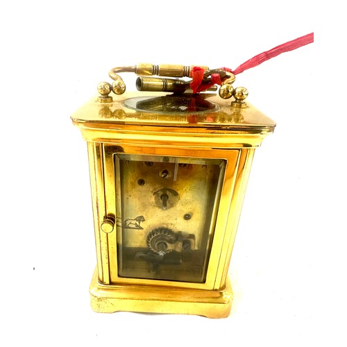 508 - Brass carriage clock with key, untested