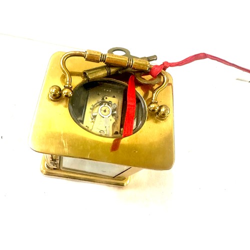 508 - Brass carriage clock with key, untested