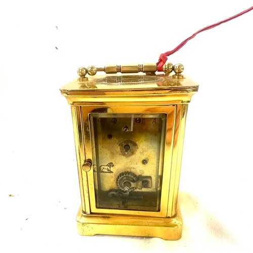 508 - Brass carriage clock with key, untested