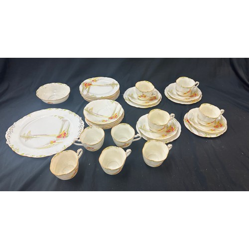 237 - Paragon Lugano oval shape part tea service comprising 8 trios, sugar bowl