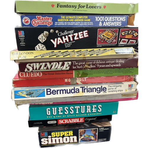 151 - Selection vintage and later board games to include Fantasy for lovers, Bermuda triangle Guesstures, ... 