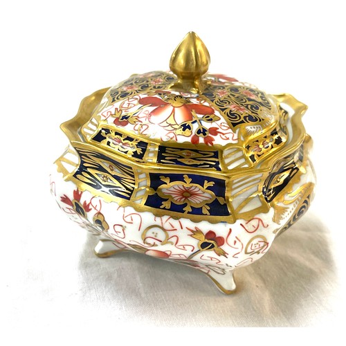 415 - 1918 Royal Crown Derby Bone China Gilt Imari Lidded Trinket Box Pattern 0746