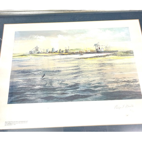 79 - Framed Philip J Boville limited edition print number 3 /300 British Steel Teeside Works and Deepwate... 