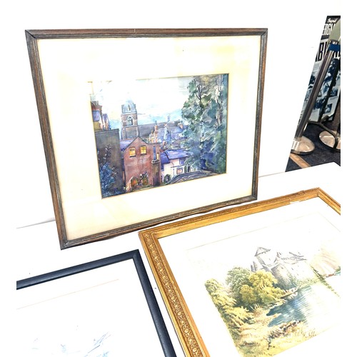 26 - 3 vintage framed watercolours all signed by various artists to include Emily, Ross and Florence Brad... 