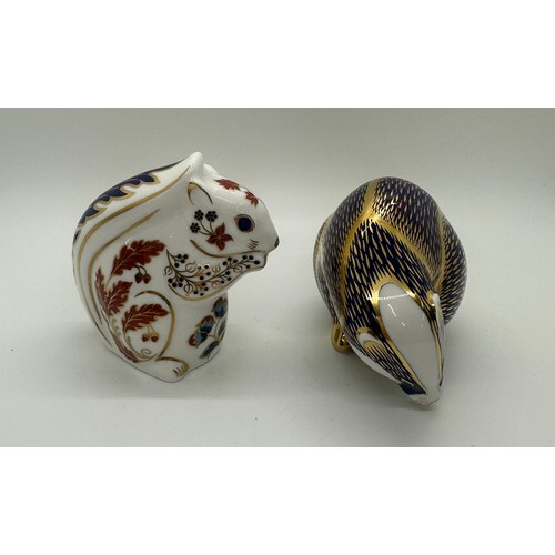 419 - Two A Royal Crown Derby paperweight, Badger, 12cm, date mark for 1986 (XLIX) and a Squirrel, date ma... 