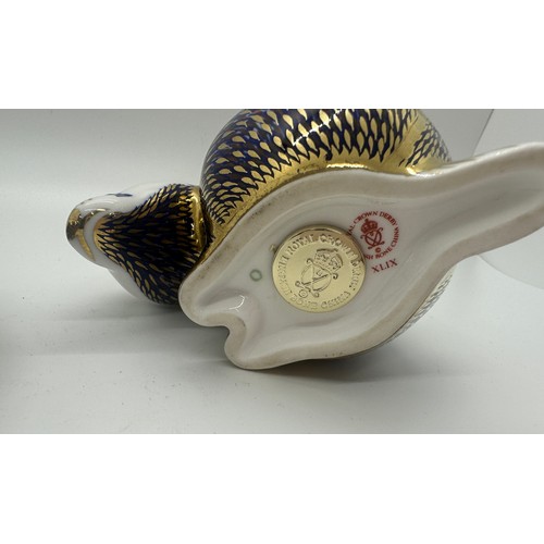 419 - Two A Royal Crown Derby paperweight, Badger, 12cm, date mark for 1986 (XLIX) and a Squirrel, date ma... 