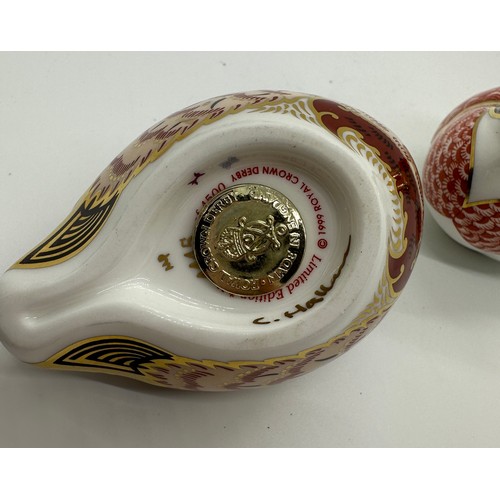 421 - Two Royal Crown Derby paperweights - Partridge, number 4,445 of a limited edition of 4,500, hand sig... 