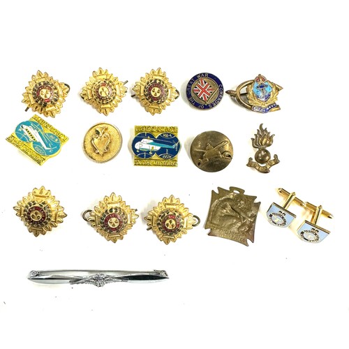 469 - Selection of military sweetheart brooches, russian pins, stamping etc