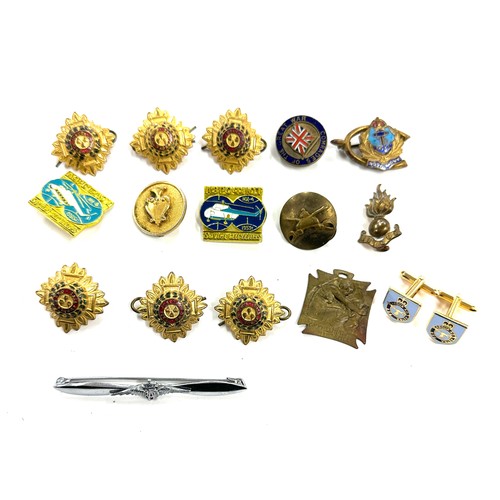 469 - Selection of military sweetheart brooches, russian pins, stamping etc