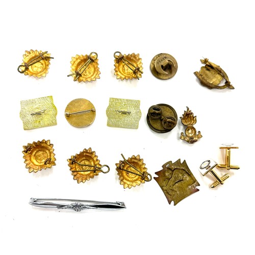 469 - Selection of military sweetheart brooches, russian pins, stamping etc